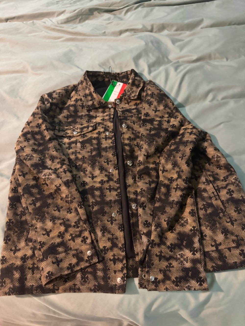 Men's Lightweight Patterned Brown Shirt Jacket